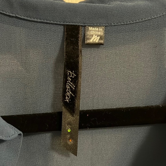 Blue Collared Sheer Long Sleeve Top - Picture 2 of 4